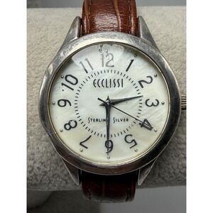 Ecclissi 23182 Sterling Silver Ladies MOP Watch New Battery 28MM 7"